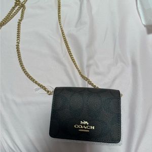 Coach Mini Wallet On A Chain In Signature Canvas